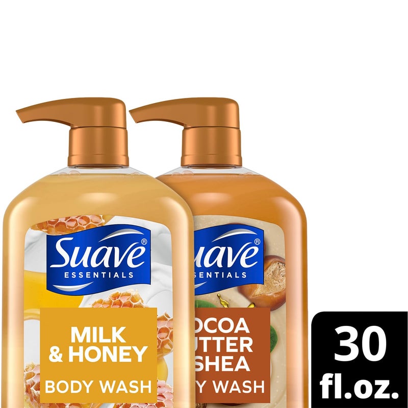 Suave Body Wash Variety Bundle â€“ Milk & Honey 2-Pack & Cocoa Butter Shea, Gentle & Moisturizing Body Washes with Vitamin E, 30 Oz Ea (3 Piece Set) - Image 3