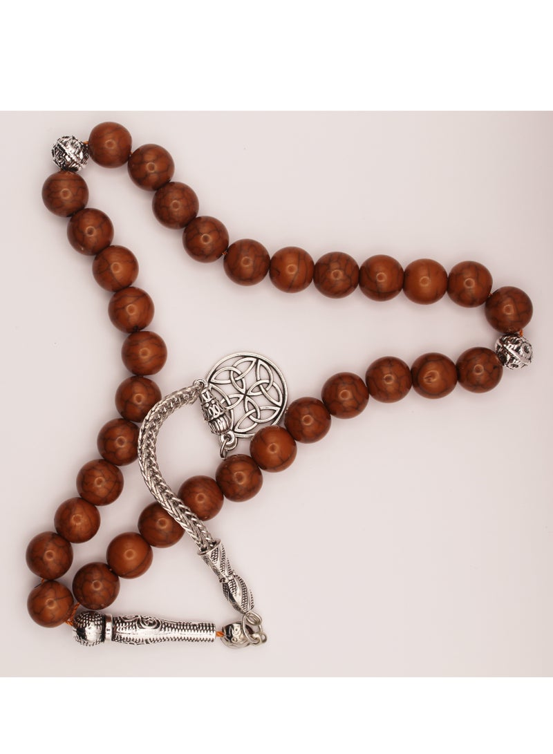 Marble 33 Prayer Beads/Tasbih Brown - Image 3