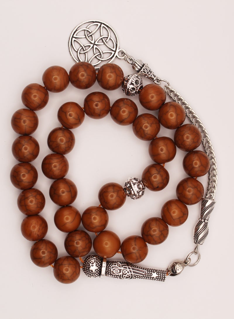 Marble 33 Prayer Beads/Tasbih Brown - Image 1