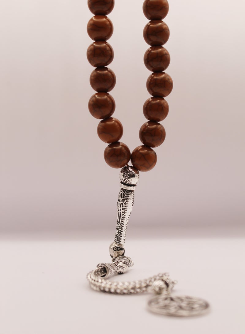 Marble 33 Prayer Beads/Tasbih Brown - Image 2