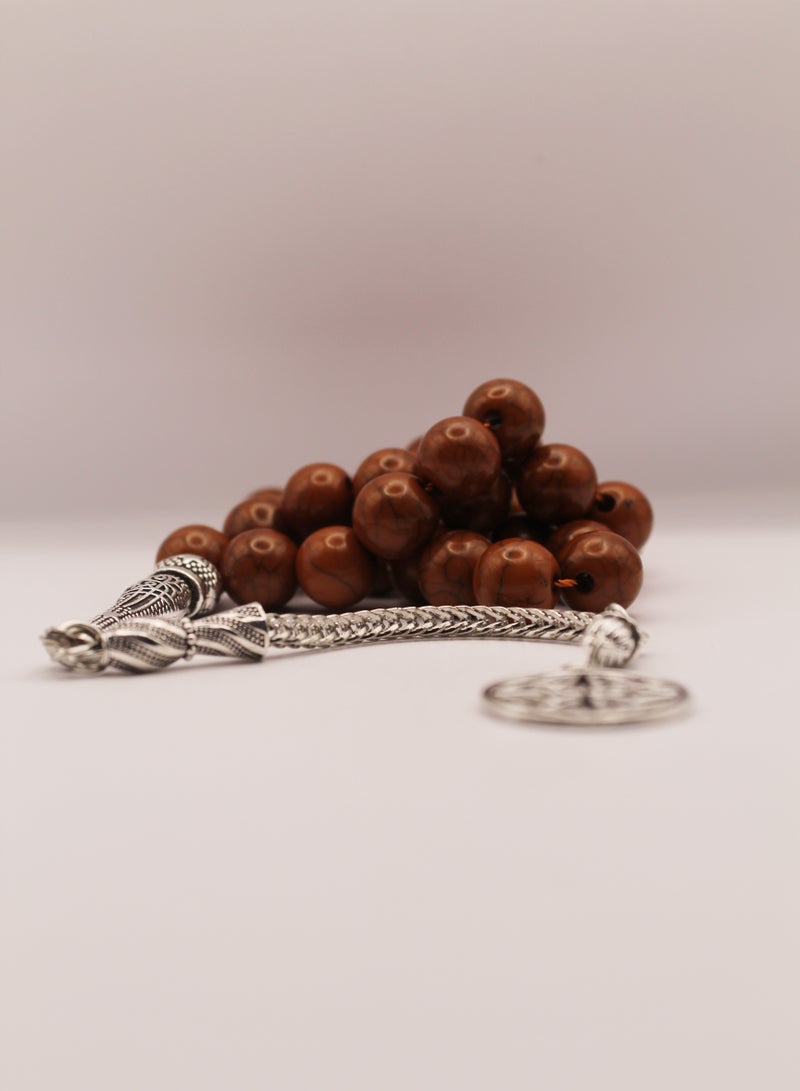 Marble 33 Prayer Beads/Tasbih Brown - Image 4
