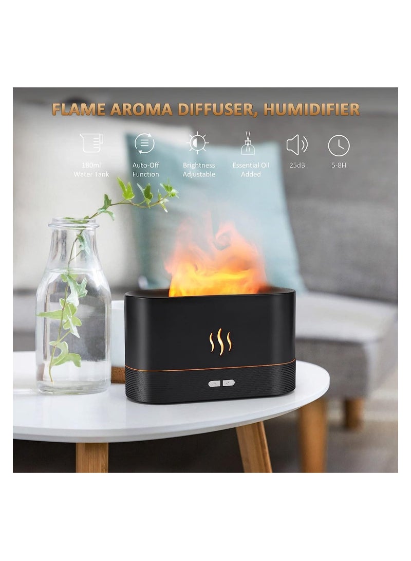 ELTRAZONE Flame Diffuser Humidifier-Auto Off 180ml Essential Oil Diffuser-2 Modes Brightness Aroma Humidifier with Fire Flame Effect for Home,Office,Spa,Gym(Black)  - Image 2