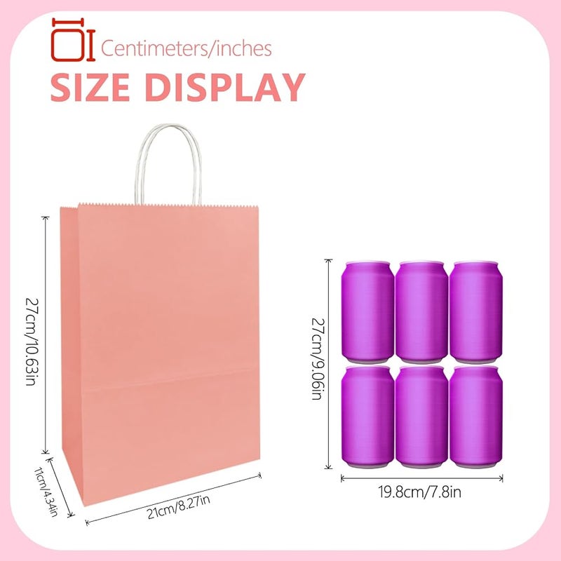 Weifeng 30pcs Paper Bags with Twist Handles, Pink Party Gift Bag 21*11*27cm - Image 2
