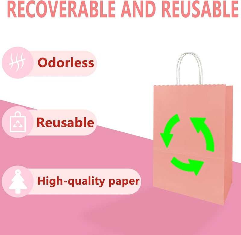 Weifeng 30pcs Paper Bags with Twist Handles, Pink Party Gift Bag 21*11*27cm - Image 3