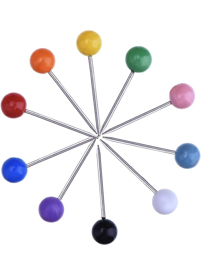 إيروريكس 500 قطعة من دبابيس دفع الخرائط متعددة الألوان مقاس 1.8 بوصة مع رؤوس بلاستيكية مستديرة وإبرة فولاذية في حاوية قابلة لإعادة التكوين لوضع علامات على قماش لوحة الإعلانات - Image 2