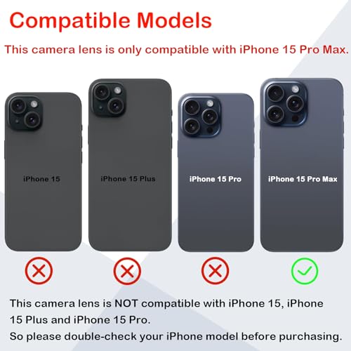 Phoupair Original OEM Back Rear Camera Glass Lens Replacement for iPhone 15 Pro Max 67inches with Adhesive Preinstalled and Repair Tools Set - Image 3