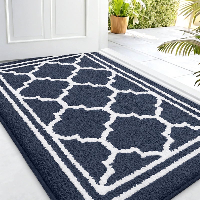Buganda Indoor Door Mat, Dirt-Resistant and Absorbent Doormat, Anti-Slip, Low Profile Floor Mats for Inside Entryway, Front, and Back Door Entrance (32x20 Inches, Navy Blue) - Image 1