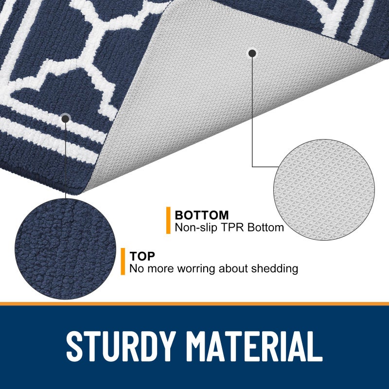 Buganda Indoor Door Mat, Dirt-Resistant and Absorbent Doormat, Anti-Slip, Low Profile Floor Mats for Inside Entryway, Front, and Back Door Entrance (32x20 Inches, Navy Blue) - Image 4