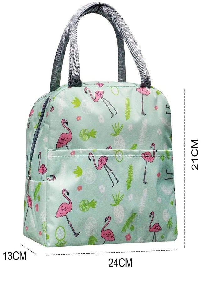 Flywind Insulated Lunch Bag for Women Small Lunch Leakproof Bag for Office, Work, School, Picnic Beach or Travel (Green Flamingo) - Image 2