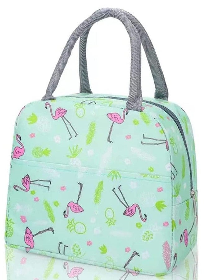 Flywind Insulated Lunch Bag for Women Small Lunch Leakproof Bag for Office, Work, School, Picnic Beach or Travel (Green Flamingo) - Image 1