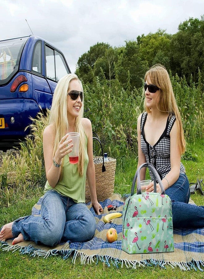 Flywind Insulated Lunch Bag for Women Small Lunch Leakproof Bag for Office, Work, School, Picnic Beach or Travel (Green Flamingo) - Image 4
