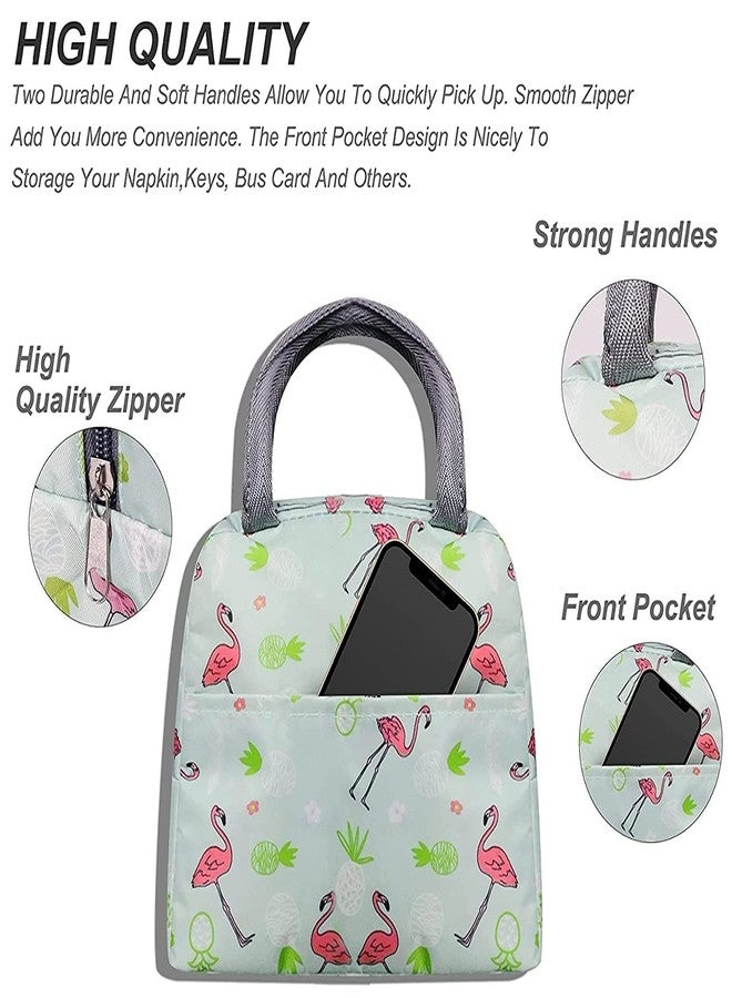 Flywind Insulated Lunch Bag for Women Small Lunch Leakproof Bag for Office, Work, School, Picnic Beach or Travel (Green Flamingo) - Image 5