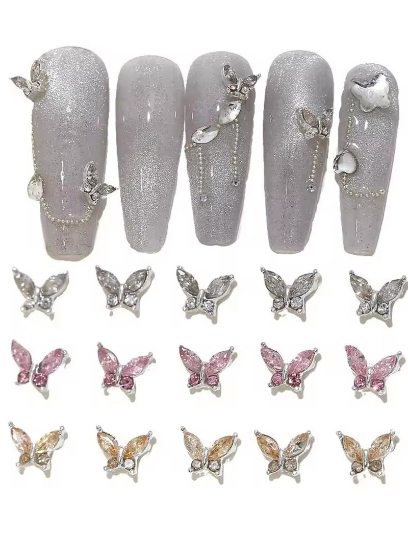 جلوسكي 10 قطع البسيطة 4 * 5 ملليمتر الكريستال فراشة مسمار الفن سحر 3D الماس والمجوهرات أجزاء الوردي واضح المعادن مانيكير ديكون أحجار الراين الأحجار الكريمة رقم - Image 1