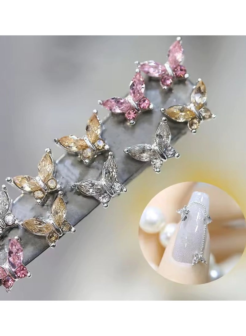 جلوسكي 10 قطع البسيطة 4 * 5 ملليمتر الكريستال فراشة مسمار الفن سحر 3D الماس والمجوهرات أجزاء الوردي واضح المعادن مانيكير ديكون أحجار الراين الأحجار الكريمة رقم - Image 2