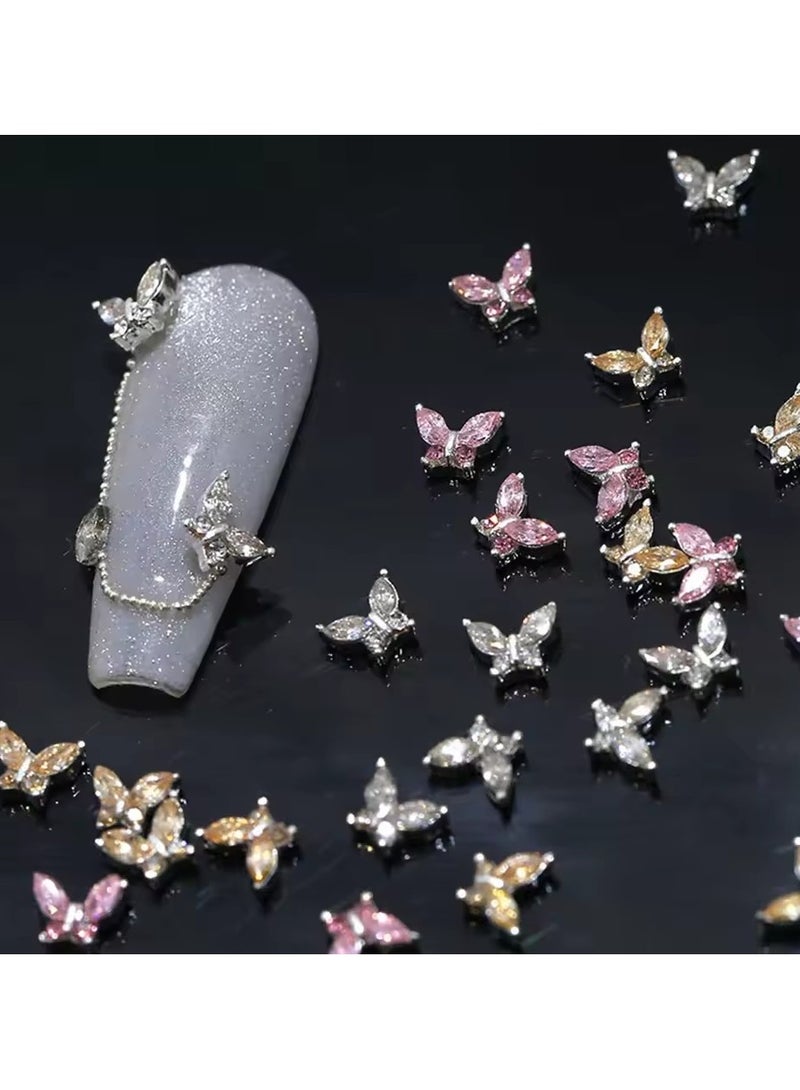 جلوسكي 10 قطع البسيطة 4 * 5 ملليمتر الكريستال فراشة مسمار الفن سحر 3D الماس والمجوهرات أجزاء الوردي واضح المعادن مانيكير ديكون أحجار الراين الأحجار الكريمة رقم - Image 3