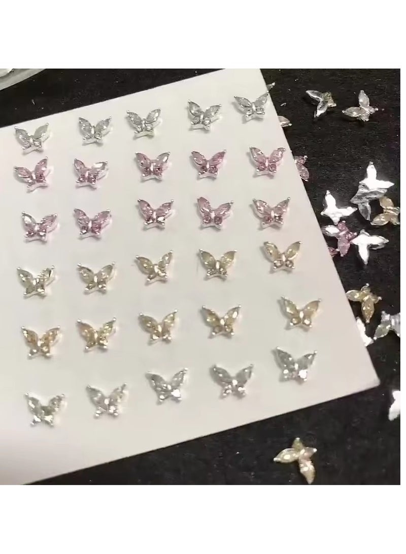 جلوسكي 10 قطع البسيطة 4 * 5 ملليمتر الكريستال فراشة مسمار الفن سحر 3D الماس والمجوهرات أجزاء الوردي واضح المعادن مانيكير ديكون أحجار الراين الأحجار الكريمة رقم - Image 4