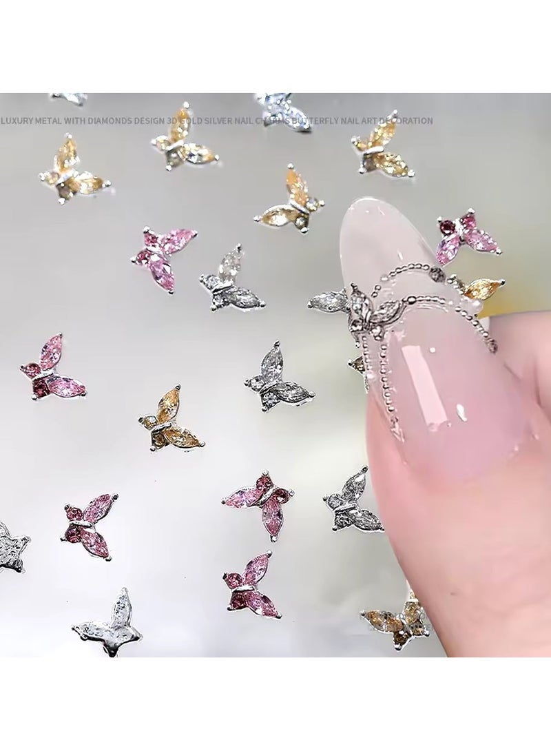 جلوسكي 10 قطع البسيطة 4 * 5 ملليمتر الكريستال فراشة مسمار الفن سحر 3D الماس والمجوهرات أجزاء الوردي واضح المعادن مانيكير ديكون أحجار الراين الأحجار الكريمة رقم - Image 5