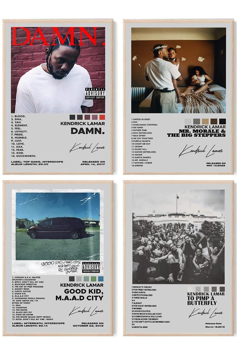 ASTRDECOR Kendrick Lamar Album Cover Signed Limited Posters Set of 4, Rapper Music Posters Kendrick Album Cover Posters for Room Aesthetic, Girls Room Decor (8x10inch, unframed) - Image 1