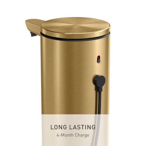 simplehuman بخاخ أوتوماتيكي قابل لإعادة الشحن بحساس بدون لمس بسعة 9 أونصات من سيمبل هيومن، من الفولاذ المقاوم للصدأ النحاسي، جديد - Image 5