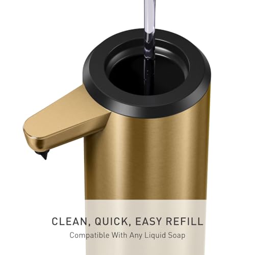 simplehuman بخاخ أوتوماتيكي قابل لإعادة الشحن بحساس بدون لمس بسعة 9 أونصات من سيمبل هيومن، من الفولاذ المقاوم للصدأ النحاسي، جديد - Image 4