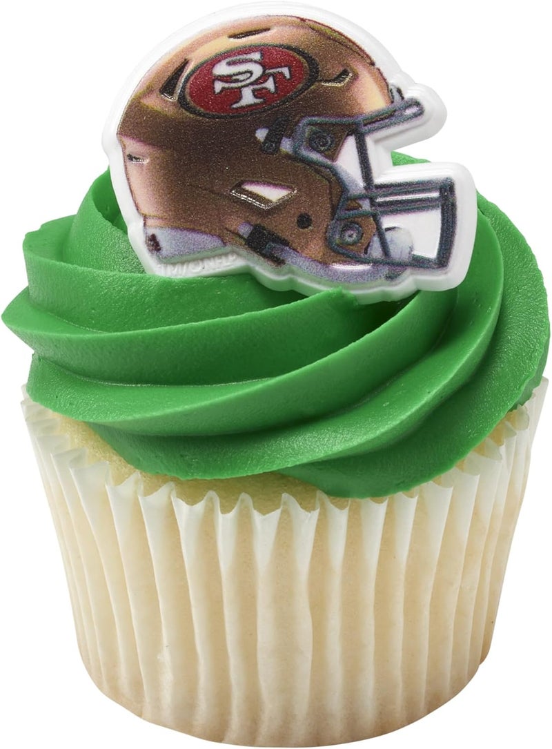 DecoPac NFL San Francisco 49ers Helmet Rings, 24 Football Cupcake Decorations, Officially Licensed, Football Rings, Food Safe Cake Toppers – 24 Pack - Image 5