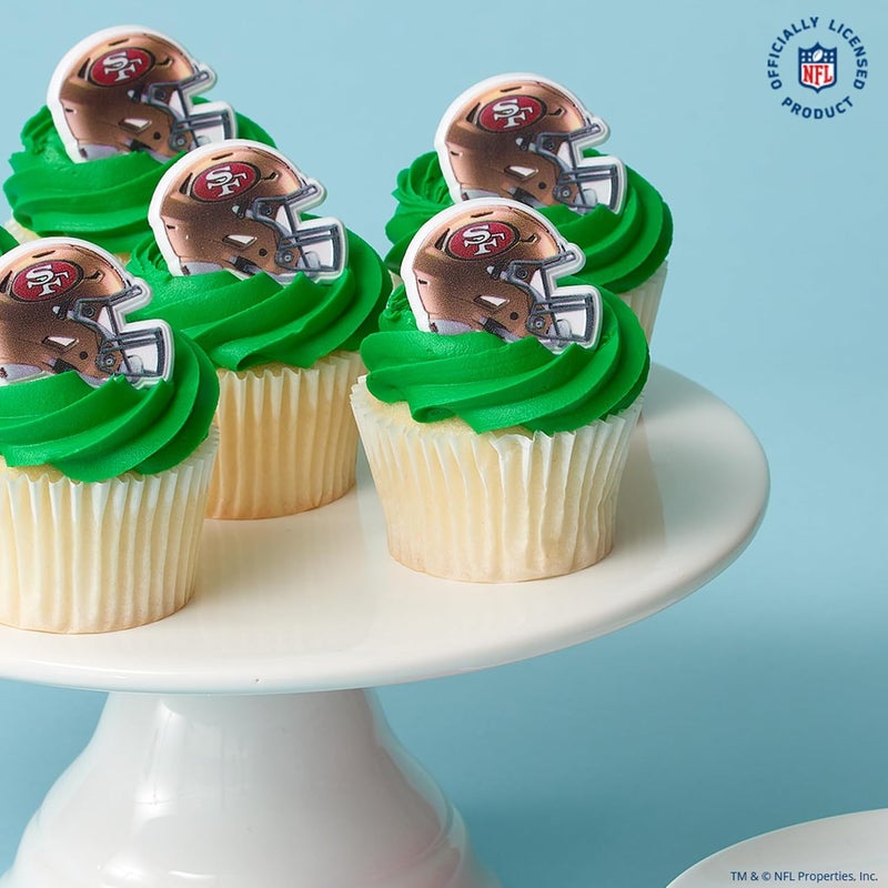 DecoPac NFL San Francisco 49ers Helmet Rings, 24 Football Cupcake Decorations, Officially Licensed, Football Rings, Food Safe Cake Toppers – 24 Pack - Image 3