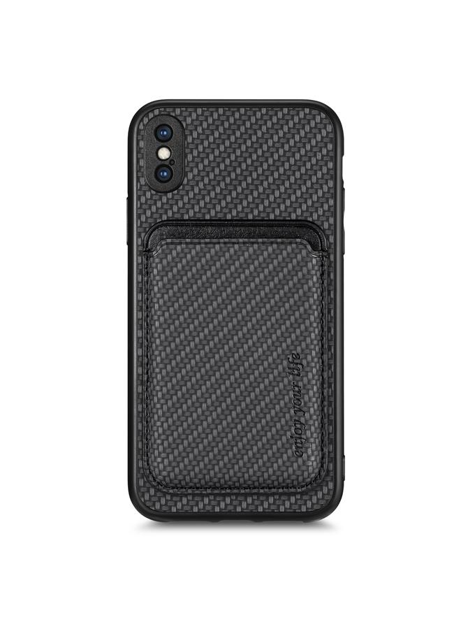 إيروريكس جراب هاتف مغناطيسي من ألياف الكربون والجلد لهاتف iPhone X / XS - Image 1