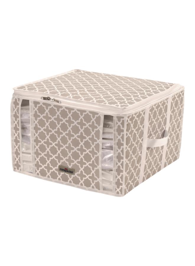 COMPACTOR Square Shaped Transparent Zipper Vacuum Storage Bag Beige and White 145 Liter - Image 1
