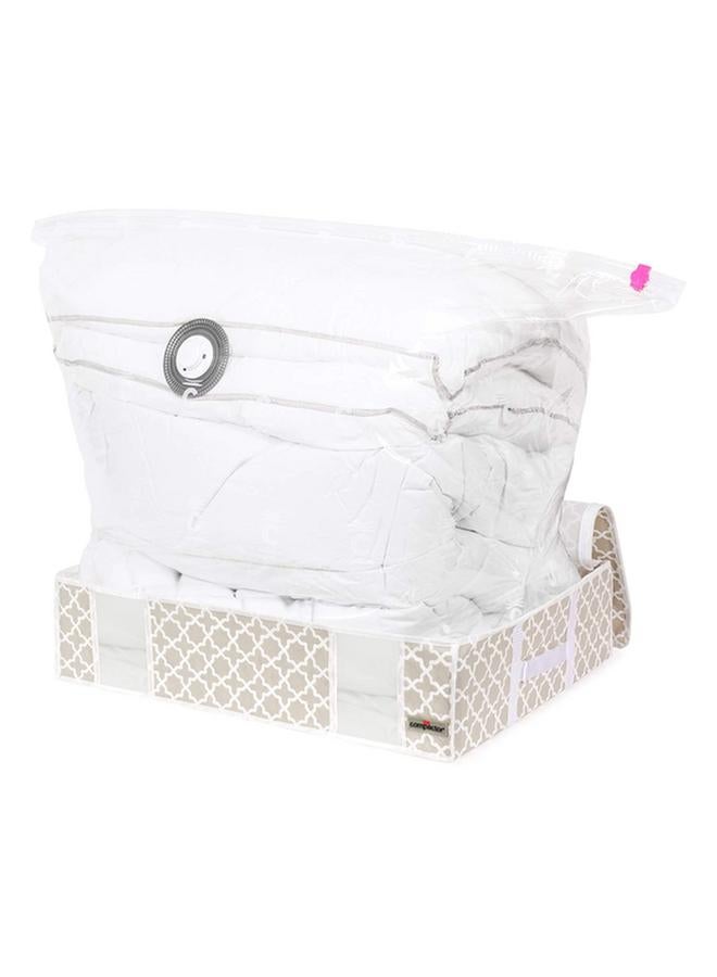 COMPACTOR Square Shaped Transparent Zipper Vacuum Storage Bag Beige and White 145 Liter - Image 2