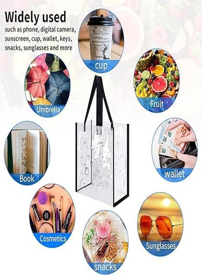 ECHSRT حقيبة تسوق شفافة شديدة التحمل من ECHSRT للنساء - حقيبة PVC شفافة ومقاومة للماء، بمقبض متين وحواف أنيقة، مثالية للمناسبات والسفر والحفلات الموسيقية والمكتب والنادي الرياضي والاستخدام اليومي (حقيبة تسوق مفتوحة 2) - Image 3