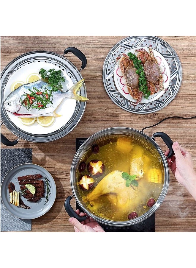 Mano Steamer Pot For Cooking 12.6 Inch Steam Pots With Lid 2-Tier Stainless Steel Steaming Multipurpose Cookware Handle Vegetable, Dumpling, Stock, Sauce, Food… - Image 3