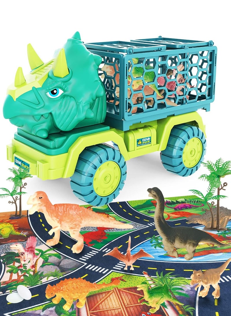 Race Car Toys Truck Toy Dinosaur Truck Toy Transport Car Carrier Truck for Toddlers Cars Toy Set Container Truck Toy for Kids 3-5 Years Old Birthday Gifts