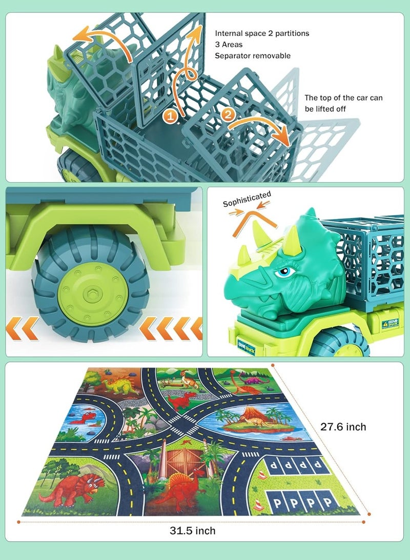 Race Car Toys Truck Toy Dinosaur Truck Toy Transport Car Carrier Truck for Toddlers Cars Toy Set Container Truck Toy for Kids 3-5 Years Old Birthday Gifts