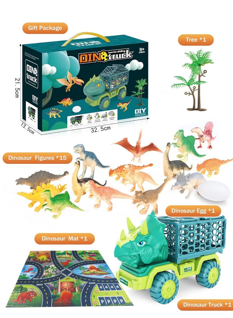 Race Car Toys Truck Toy Dinosaur Truck Toy Transport Car Carrier Truck for Toddlers Cars Toy Set Container Truck Toy for Kids 3-5 Years Old Birthday Gifts