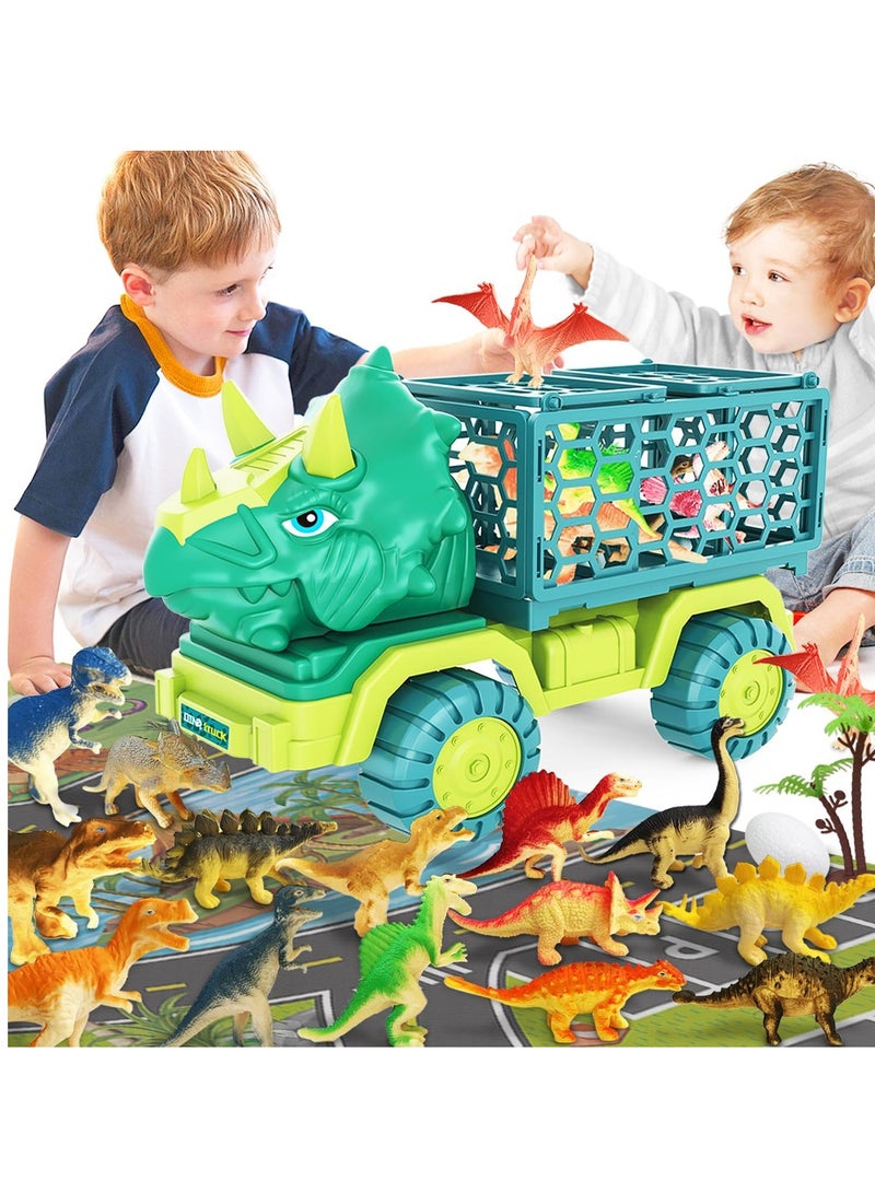 Race Car Toys Truck Toy Dinosaur Truck Toy Transport Car Carrier Truck for Toddlers Cars Toy Set Container Truck Toy for Kids 3-5 Years Old Birthday Gifts