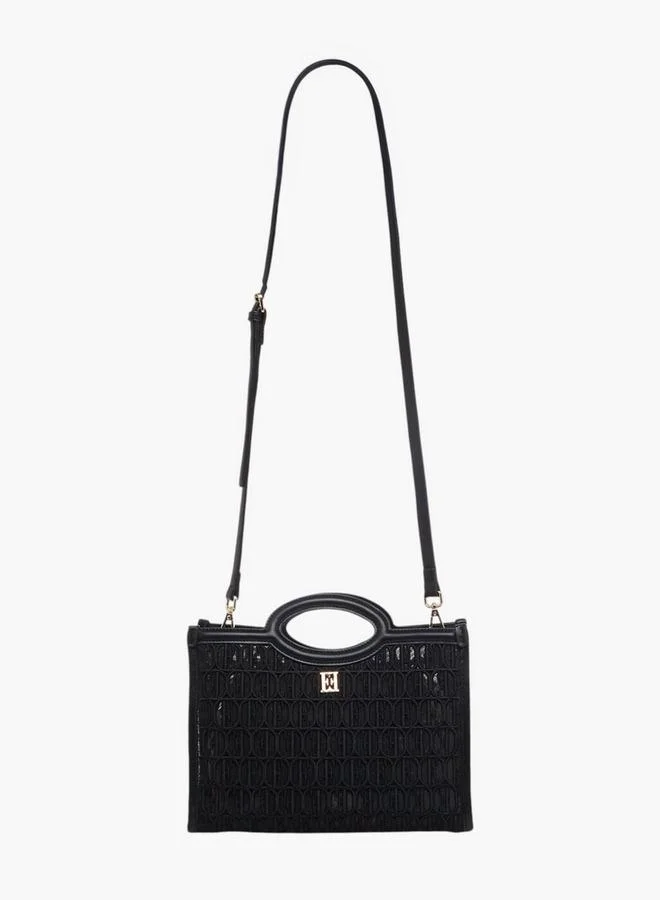 ايل Embroidered Tote Bag with Adjustable Strap and Pouch