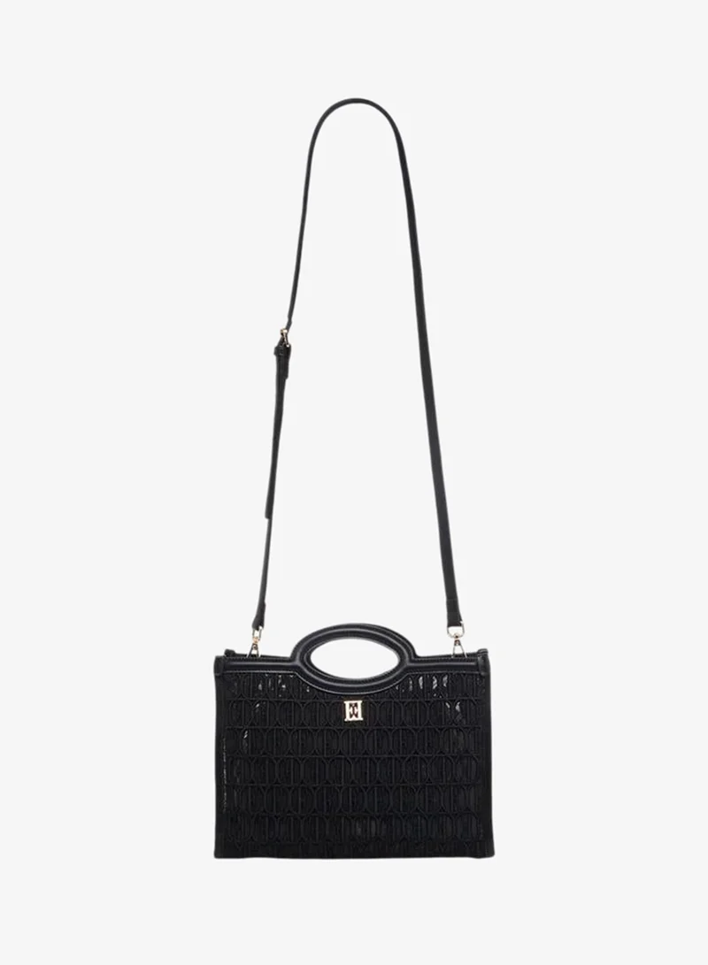 ايل Embroidered Tote Bag with Adjustable Strap and Pouch