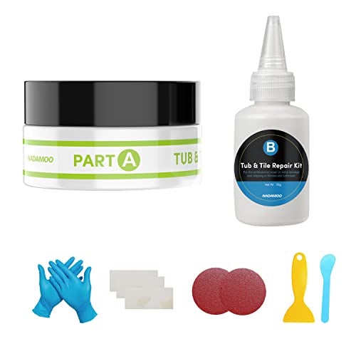 NADAMOO Tub and Tile Repair Kit White Tile Shower Repair Kit for Fiberglass Porcelain Ceramic Acrylic Stone, Fix Crack Chip Scrap Hole - 3.5 Oz - Image 1