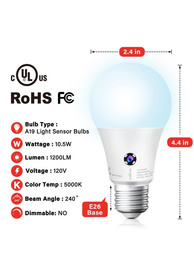 Sengled Dusk To Dawn Light Bulbs Outdoor 5000K Daylight Led Light Bulb 10.5 Watt Equivalent 1200Lm Automatic Dusk To Dawn Led Light Bulbs For Outdoor Lighting 3 Pack Ul Listed. - Image 3