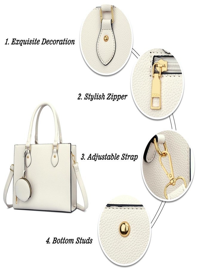 KKXIU Purses and Handbags for Women Vegan Leather Tote Shoulder Bag Ladies Top Handle Satchel with Coin Purse (Beige) - Image 5