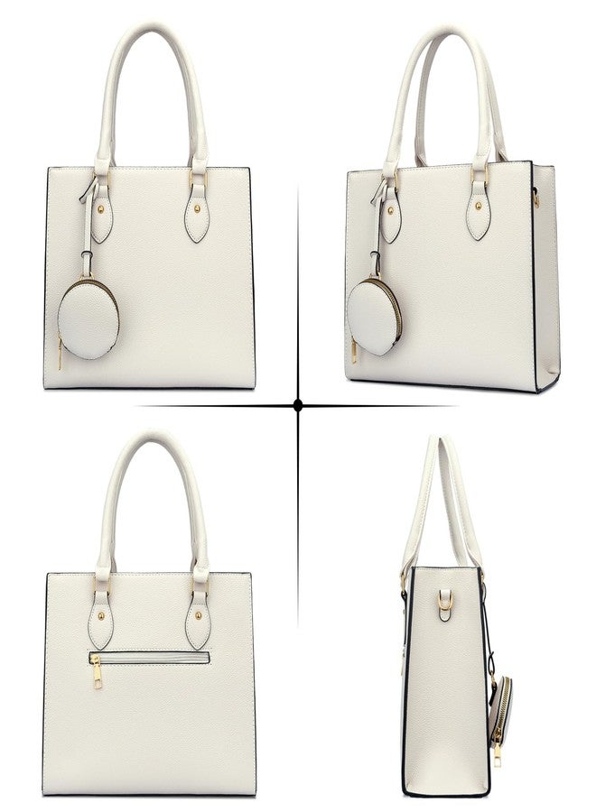 KKXIU Purses and Handbags for Women Vegan Leather Tote Shoulder Bag Ladies Top Handle Satchel with Coin Purse (Beige) - Image 3