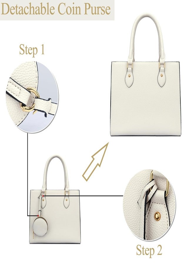 KKXIU Purses and Handbags for Women Vegan Leather Tote Shoulder Bag Ladies Top Handle Satchel with Coin Purse (Beige) - Image 4