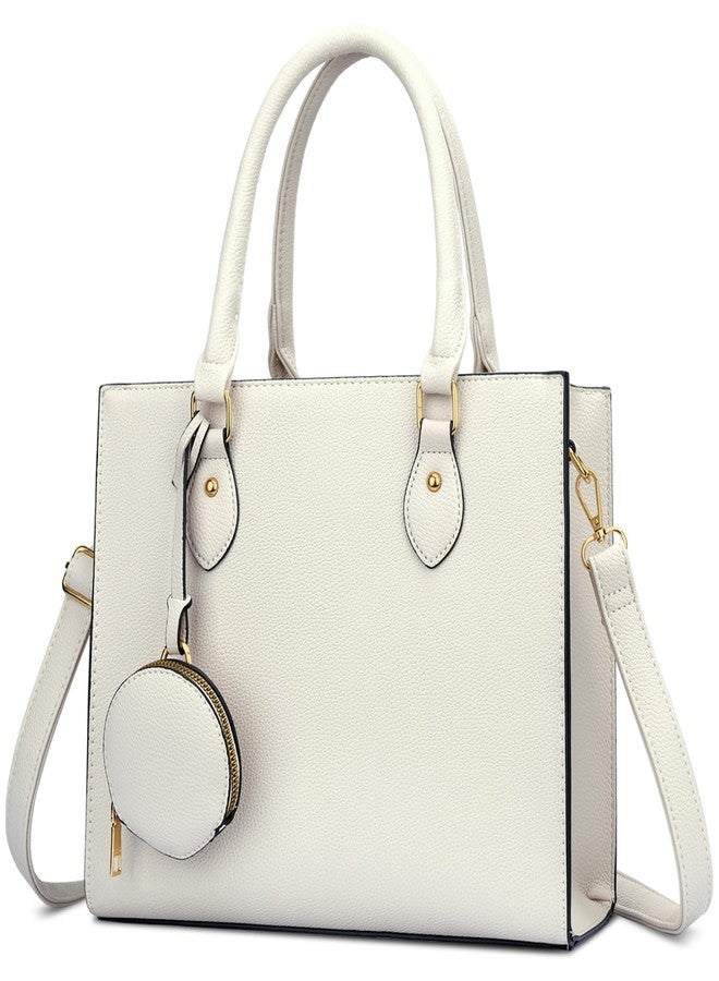 KKXIU Purses and Handbags for Women Vegan Leather Tote Shoulder Bag Ladies Top Handle Satchel with Coin Purse (Beige) - Image 1