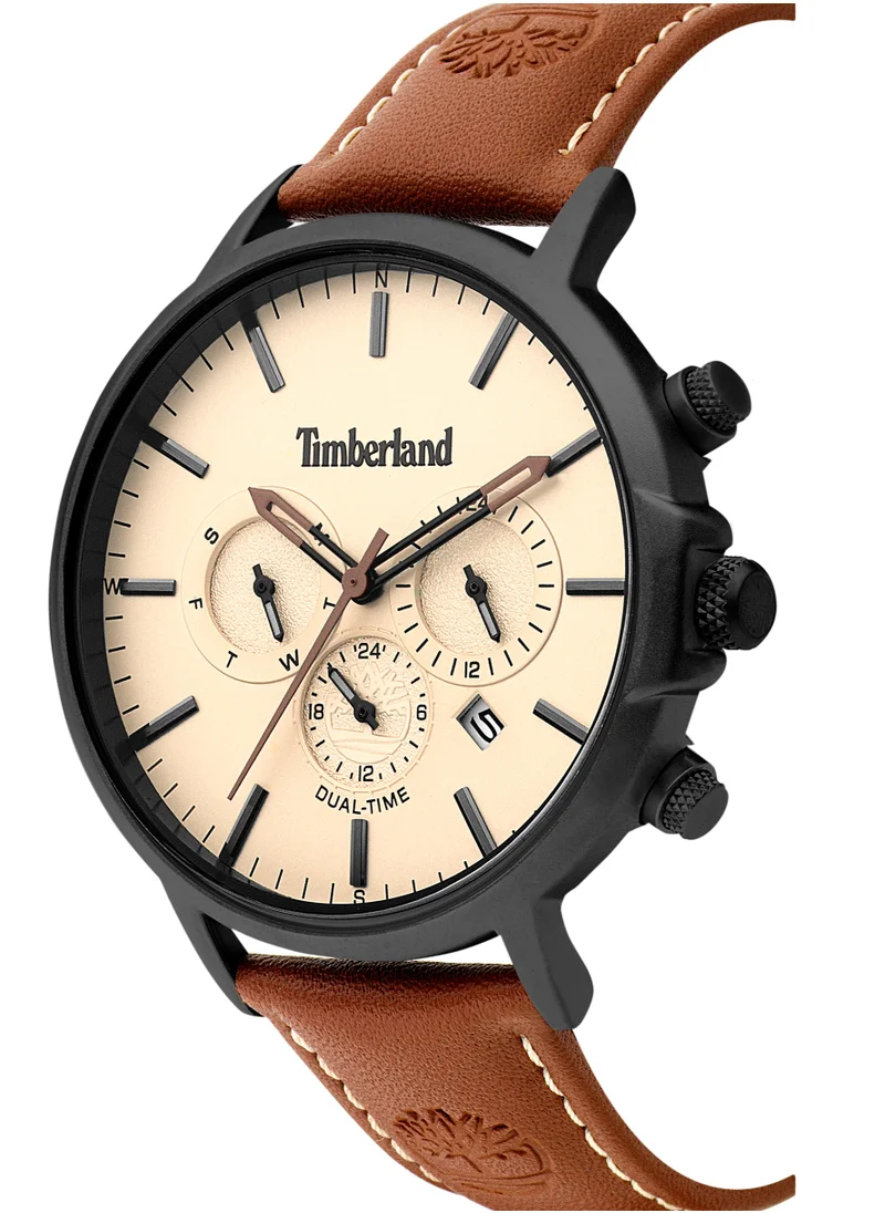 تمبرلاند Langdon Men's Watch 44mm Analog White Dial Tan Leather Strap