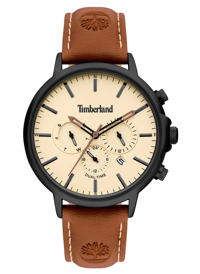 تمبرلاند Langdon Men's Watch 44mm Analog White Dial Tan Leather Strap
