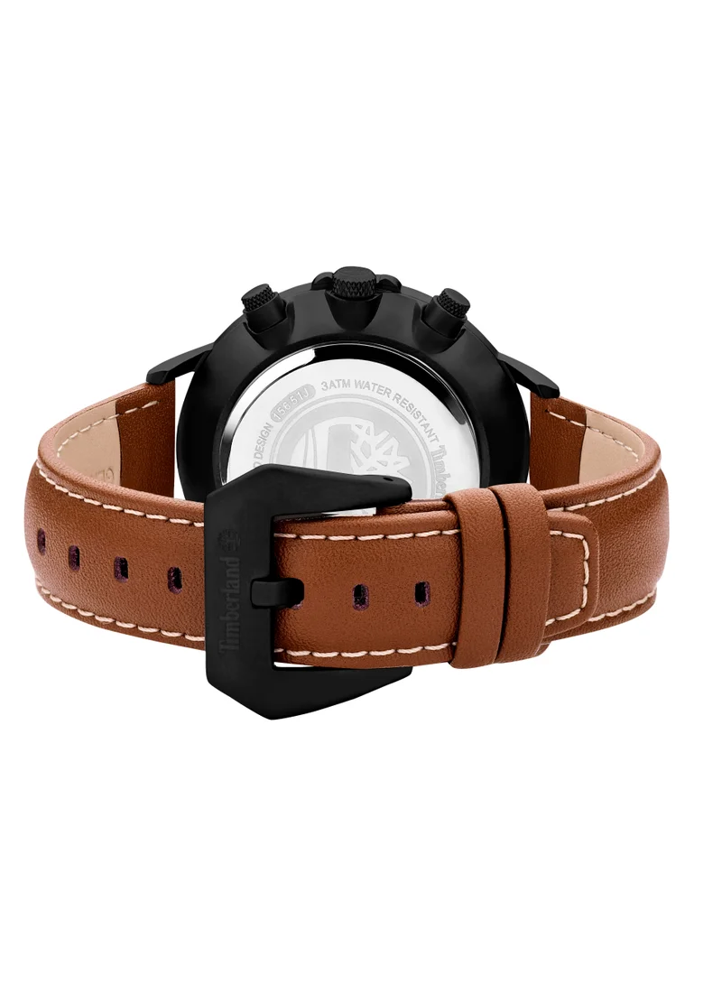Timberland Langdon Men's Watch 44mm Analog White Dial Tan Leather Strap