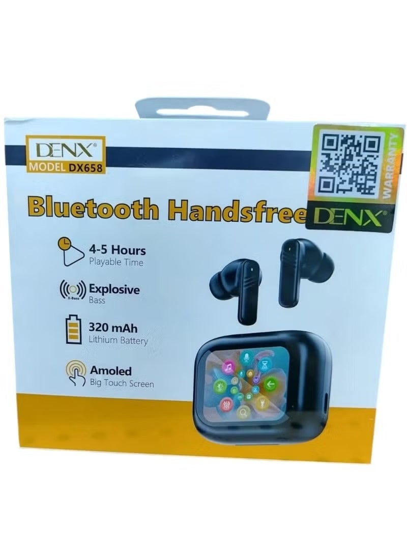 Denx Smart Bluetooth Earphone with Touch Screen ANC/ENC with 320mAh Battery Waterproof Wireless Bluetooth Earbuds with Noise Cancelling and Professional LCD Display for iPhone and Android in White - Image 2