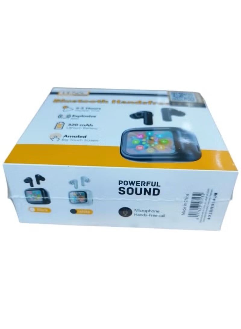 Denx Smart Bluetooth Earphone with Touch Screen ANC/ENC with 320mAh Battery Waterproof Wireless Bluetooth Earbuds with Noise Cancelling and Professional LCD Display for iPhone and Android in White - Image 4