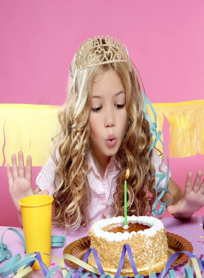 AOPRIE Birthday Tiara for Women - Gold AB Queen Headband with Rhinestone Crystal Decor - Image 4
