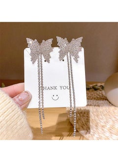 NIBEMINENT S925 Silver Needle Elegant Tassel Earrings Advanced Simple Face Skinny Joker Korean New Fashion 